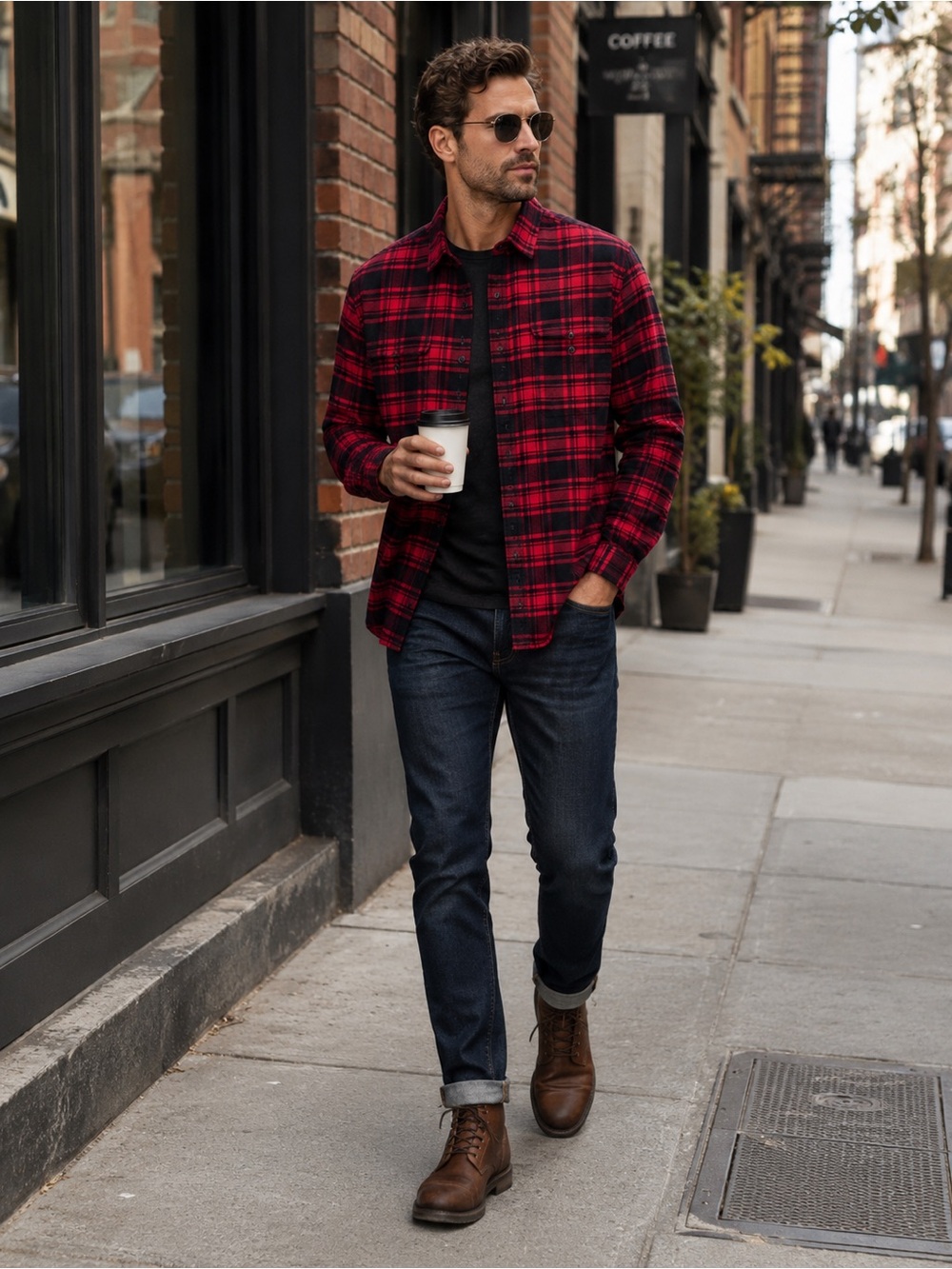J. Crew Red and Navy Plaid Cotton Slim Fit Flannel Button-Down Shirt L